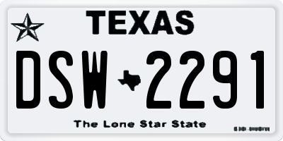 TX license plate DSW2291