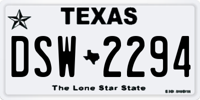 TX license plate DSW2294