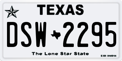 TX license plate DSW2295