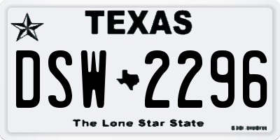 TX license plate DSW2296