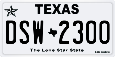 TX license plate DSW2300