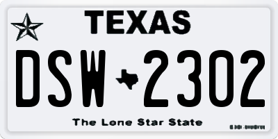 TX license plate DSW2302
