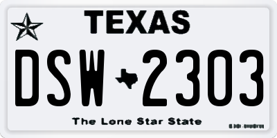 TX license plate DSW2303