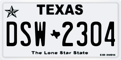 TX license plate DSW2304