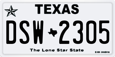TX license plate DSW2305