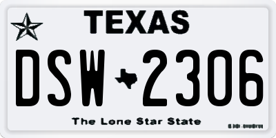 TX license plate DSW2306