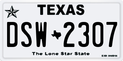 TX license plate DSW2307