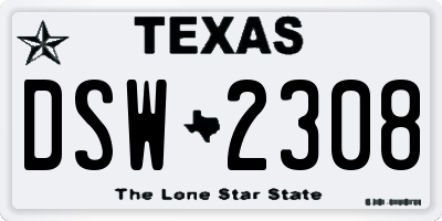 TX license plate DSW2308