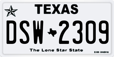 TX license plate DSW2309