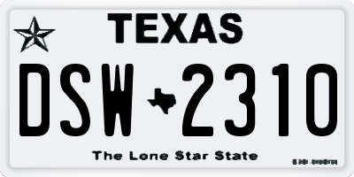 TX license plate DSW2310