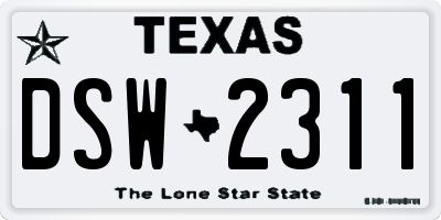 TX license plate DSW2311