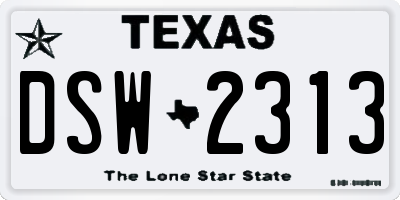 TX license plate DSW2313