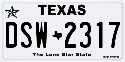 TX license plate DSW2317