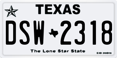 TX license plate DSW2318