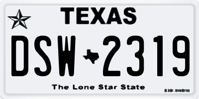 TX license plate DSW2319
