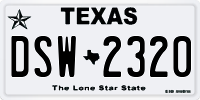 TX license plate DSW2320