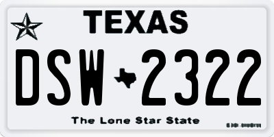 TX license plate DSW2322
