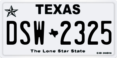 TX license plate DSW2325