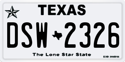 TX license plate DSW2326