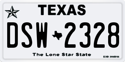 TX license plate DSW2328