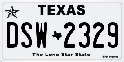 TX license plate DSW2329
