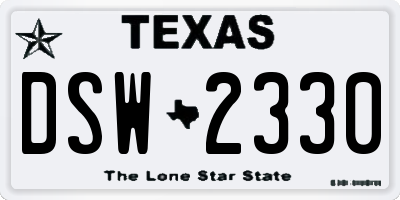 TX license plate DSW2330