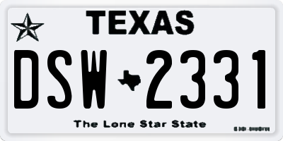 TX license plate DSW2331