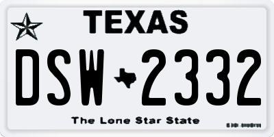 TX license plate DSW2332