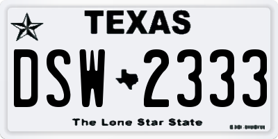 TX license plate DSW2333