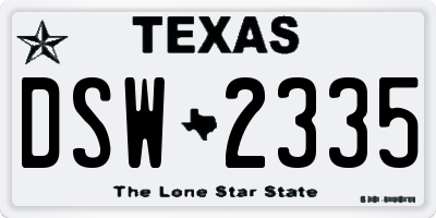 TX license plate DSW2335