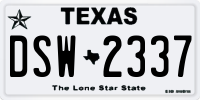 TX license plate DSW2337