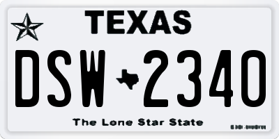 TX license plate DSW2340