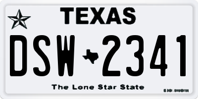 TX license plate DSW2341
