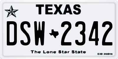 TX license plate DSW2342