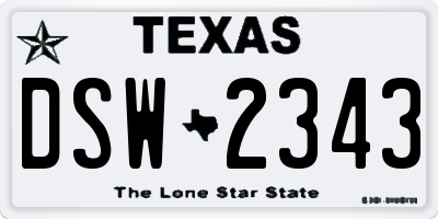 TX license plate DSW2343