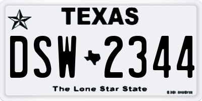 TX license plate DSW2344