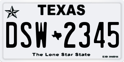 TX license plate DSW2345