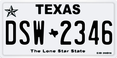 TX license plate DSW2346