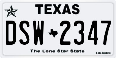 TX license plate DSW2347