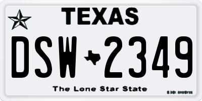 TX license plate DSW2349