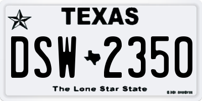 TX license plate DSW2350