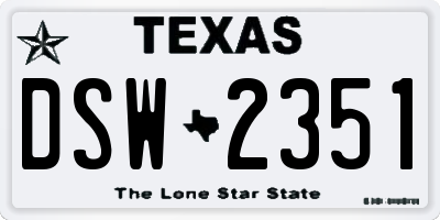 TX license plate DSW2351