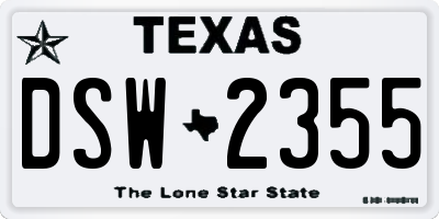 TX license plate DSW2355