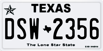 TX license plate DSW2356