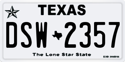 TX license plate DSW2357