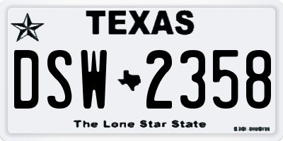 TX license plate DSW2358