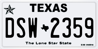 TX license plate DSW2359