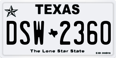TX license plate DSW2360