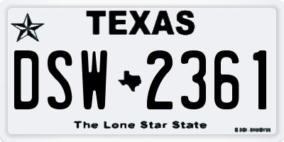 TX license plate DSW2361