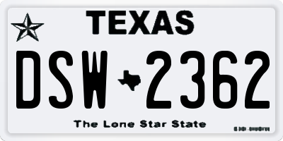 TX license plate DSW2362